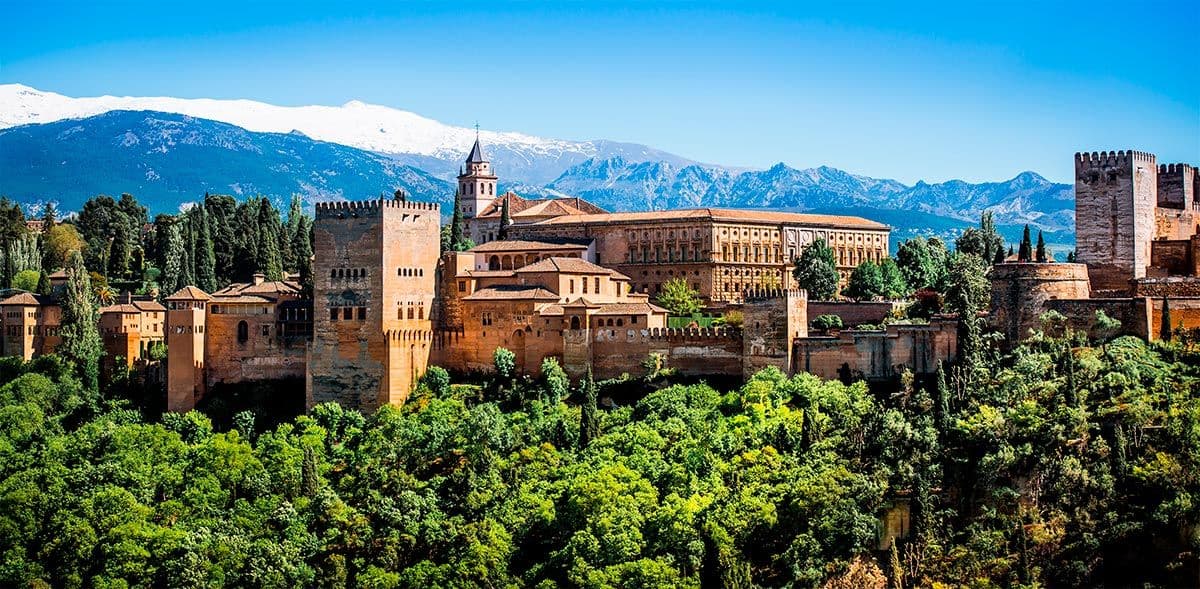 The Alhambra palace overlooking Granada, Spain