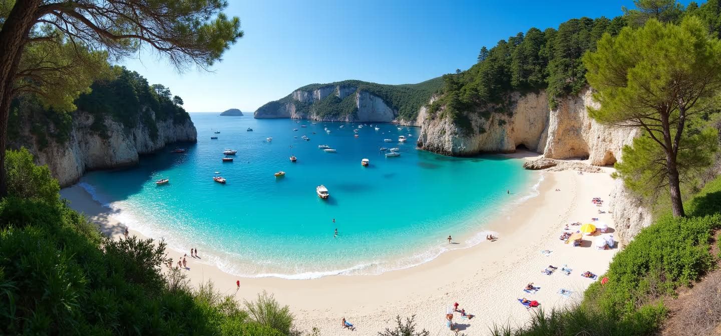 Turquoise coves and coastline of Menorca, Spain